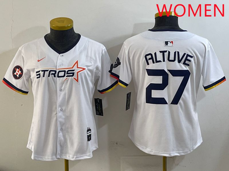 Women Houston Astros #27 Altuve White three generations Joint Name Nike 2025 MLB Jersey style 9